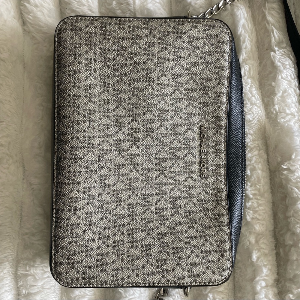 Michael Kors Gray Crossbody Bag with Monogram Pattern